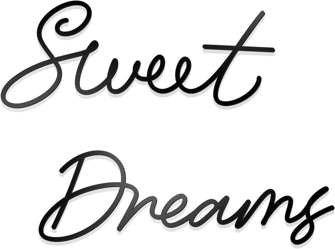 Sweet Dreams Wall Decor For Bedroom, Black Metal Above Bed Wall Decor Large Modern Living Room Farmhouse Sign Wall Decorations For Office Home Bedroom Art (Black, Farmhouse)