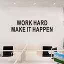 Motivational Quotes Wall Decals for Office: Inspirational Gym School Classroom Garage Bedroom Living Room Vinyl Art Wall Stickers - Work Hard Make it Happen 35" X 9.8"