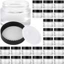 Glass Jars with Lids,Eco-Friendly Cosmetic Containers with Airtight Black Lids & Liners, Multi-Color Options for Cream, Lotion, Body Butter, DIY Skincare Travel Jars (Clear, 2oz)