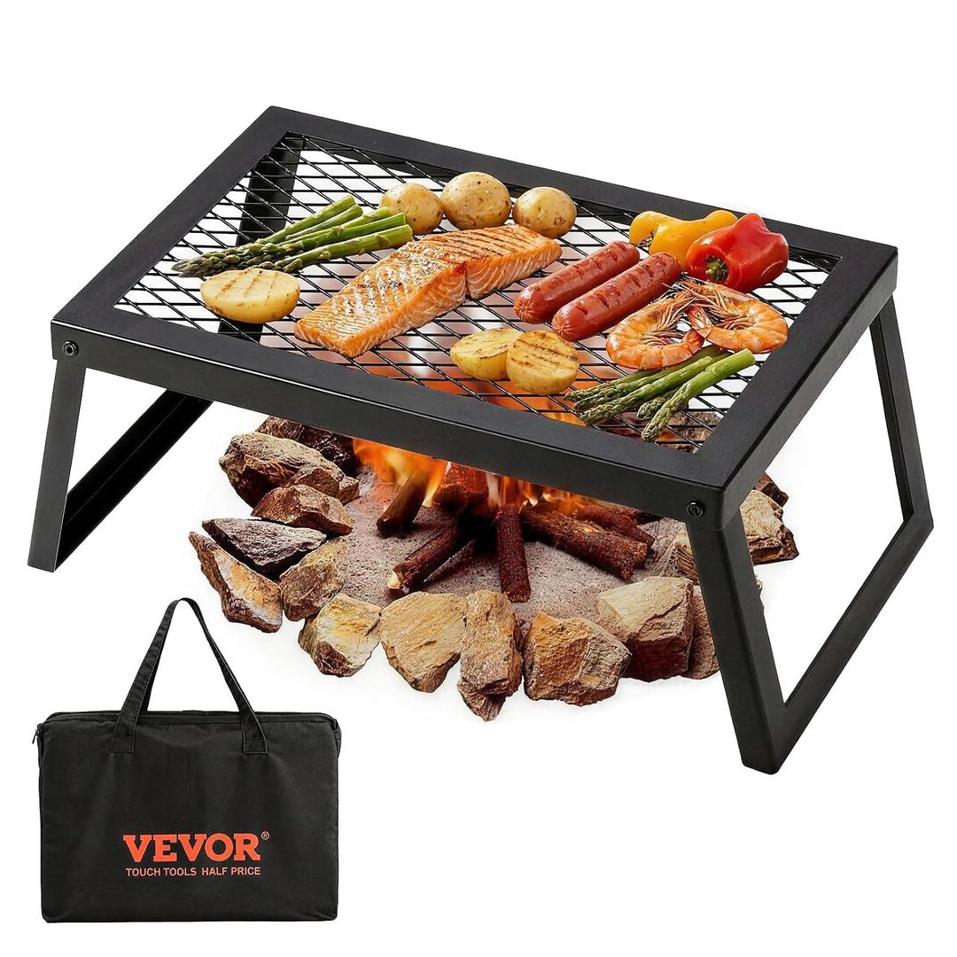VEVOR BBQ Gills Charcoal Grill, Folding Grill, 458 x 305 x 205 mm, Table Grill, Portable Travel Grill, 6 kg Load Capacity, Outdoor Foldable Picnic Grill, Camping Grill, Black, 572 °F for Patio