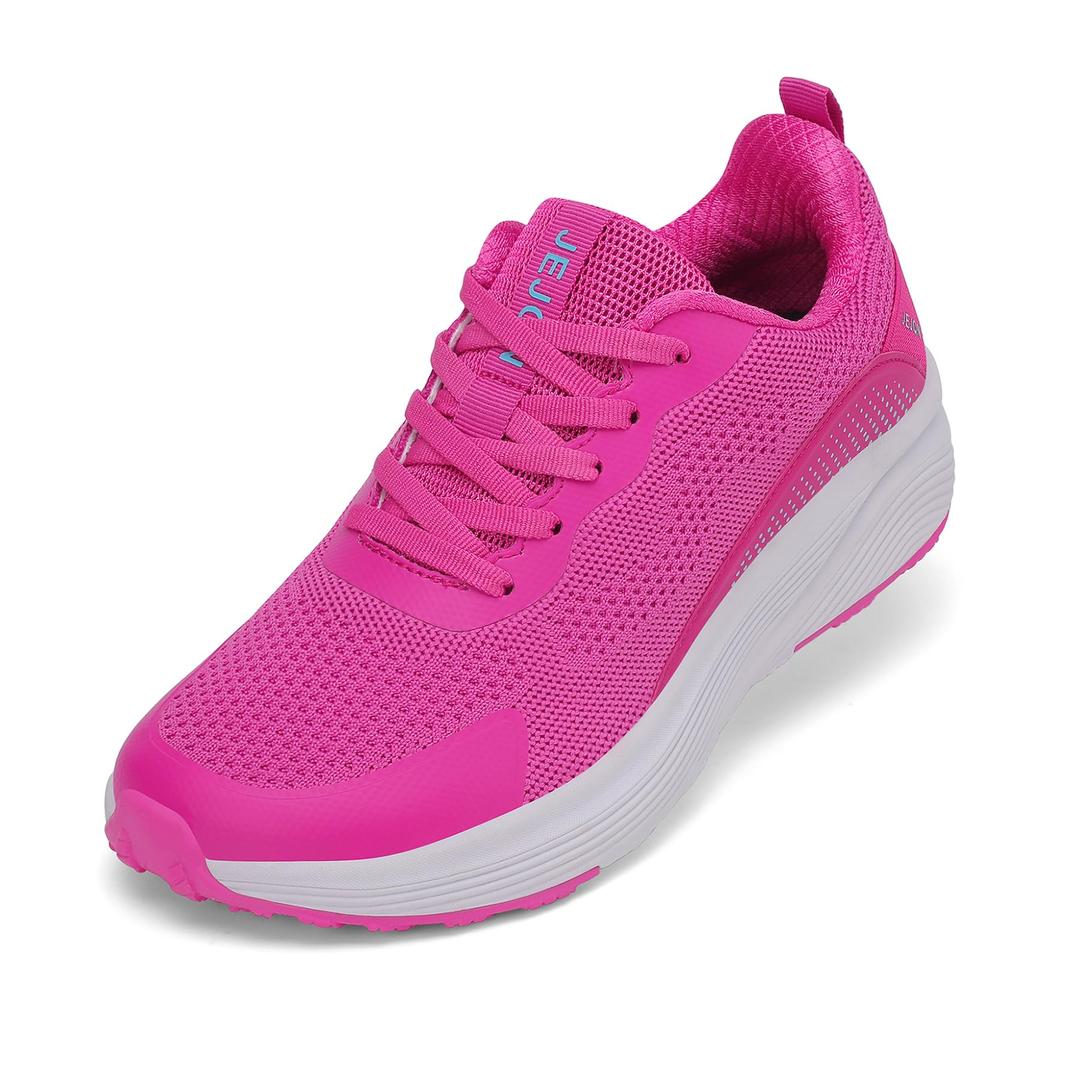 JEJQN Fashion Sneakers for Women Road Running Shoes Wear-Resistant Breathable Wide Width Walking Shoes Comfortable Red Size 9