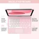 typecase Touch iPad 11th 10th Generation Case with Keyboard (11" 2025, A16 & 10.9" 2022) 360 Rotatable, 11-Color Backlit, Multi-Touch Trackpad, Pencil Holder, Thin & Light Light Pink