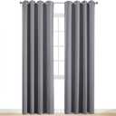 Yakamok Room Darkening Gray Blackout Curtains 84 Inch Long Light Blocking Thermal Insulated Window Treatment Grommet Drapes for Bedroom Living Room, 52W x 84L, Grey Curtains, 2 Panels