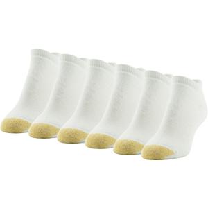 GOLDTOE Women's Sport Cushion No Show Socks, 6-Pairs (Medium, White)