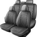 Car Seat Covers Full Set, Breathable and Waterproof Napa Leather Car Seat Cover, Interior Universal Fit for Cars, Sedans, SUVs, Vans, Trucks (Full Seat, Grey)