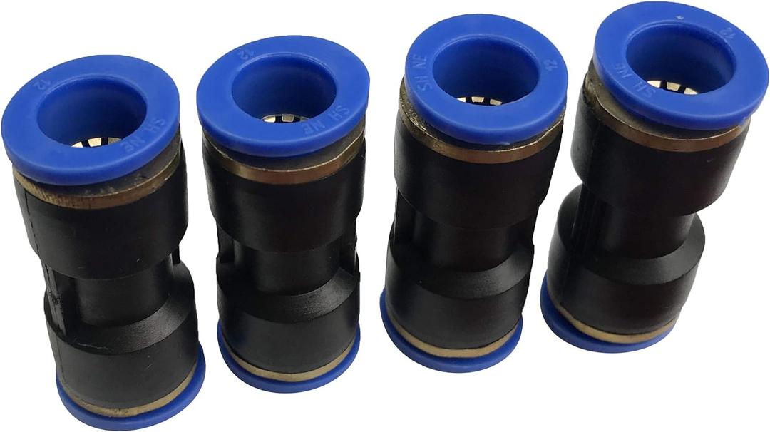 Fuel Line Connector for 3/8" OD 5/16" ID Pneumatic Nylon Tube Hose Union Quick-Connect, Fit for 10mm OD Nylon Tubing/Gas Line Pack of 4