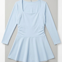 Women's High Elasticity Mini Dress Square Neck 3/4 Sleeve Dresses Corset Waist with Ruffle Hem Skirts Fit Cocktail Party and Work Outfits XL