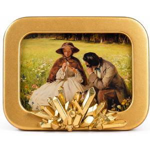 Vintage Gold Picture Frame 3.5x5 with Crystal Accent, Antique Gold Resin Photo Frame with Glass Front for Elegant Shelf & Tabletop Decor, Small Decorative Picture Frame for Vintage Glam & French Country Home Decor (Gold, 3.5x5)