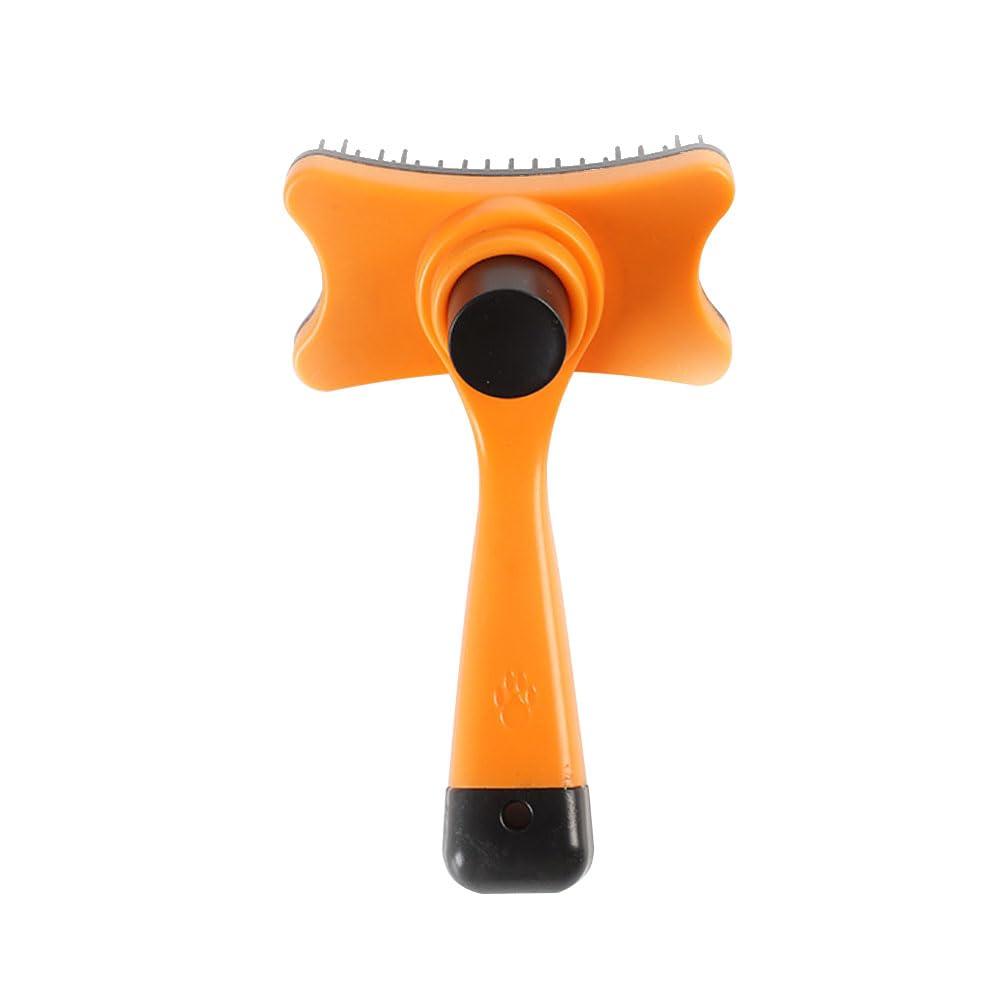 Pet Soft Silicone Brush, Shower Brush for Massage, Comfortable Handle Bath Brush for Shedding, Hair Pushing Comb for Long Short Haired Dogs and Cats-Orange