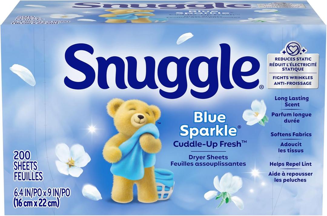 Snuggle Dryer Sheets, Long Lasting Fresh and Clean Scent, Laundry Fabric Softener, Control Static, Reduce Wrinkles, HE Safe, 200 Count