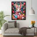 Semneroy 5D Easter Diamond Art Kits for Adults Beginners, Round Full Drill DIY Diamond Art for Easter Rabbit, Colors Egg Anime Gem Art Paint Crafts Home Decor 12x 16 Inch