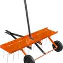 PPOLB 48 Inch Orange Tow-Behind Dethatcher with 24 Spring Steel Tines, Pull Dethatcher for Outdoor Yard Care, Garden Farm Grass Tractor Rake to Remove Thatch, Leaves and Needles from Large Lawn Areas