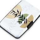 Mayski Credit Card Holder, RFID Blocking, Aluminum Alloy Hard Case, Small Mini Business Metal Wallet for Women Men, Boho Leaves