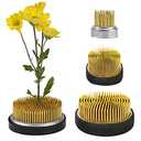 Ikebana Stem Holder, 3 Pieces Flower Frog Kenzan Fixed Tools Flower Holder Floral Arrangement Pin for Flower Arrangement Vase, Fixation and Decoration (Gold, 0.91 Inch, 1.02 Inch, 2.36 Inch)