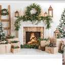 Kate Christmas Tree Photography Backdrop White Fireplace Background for Photos Gift Box Backdrop Portrait for Photo Studio, 10x6.5ft