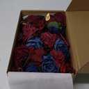 Ling's Moment Burgundy & Navy Wedding Flowers Mini Bridesmaid Bouquets Maroon Rose Set of 6 Pre-Made Small Floral Dark Red Wedding Centerpieces - Burgundy & Navy