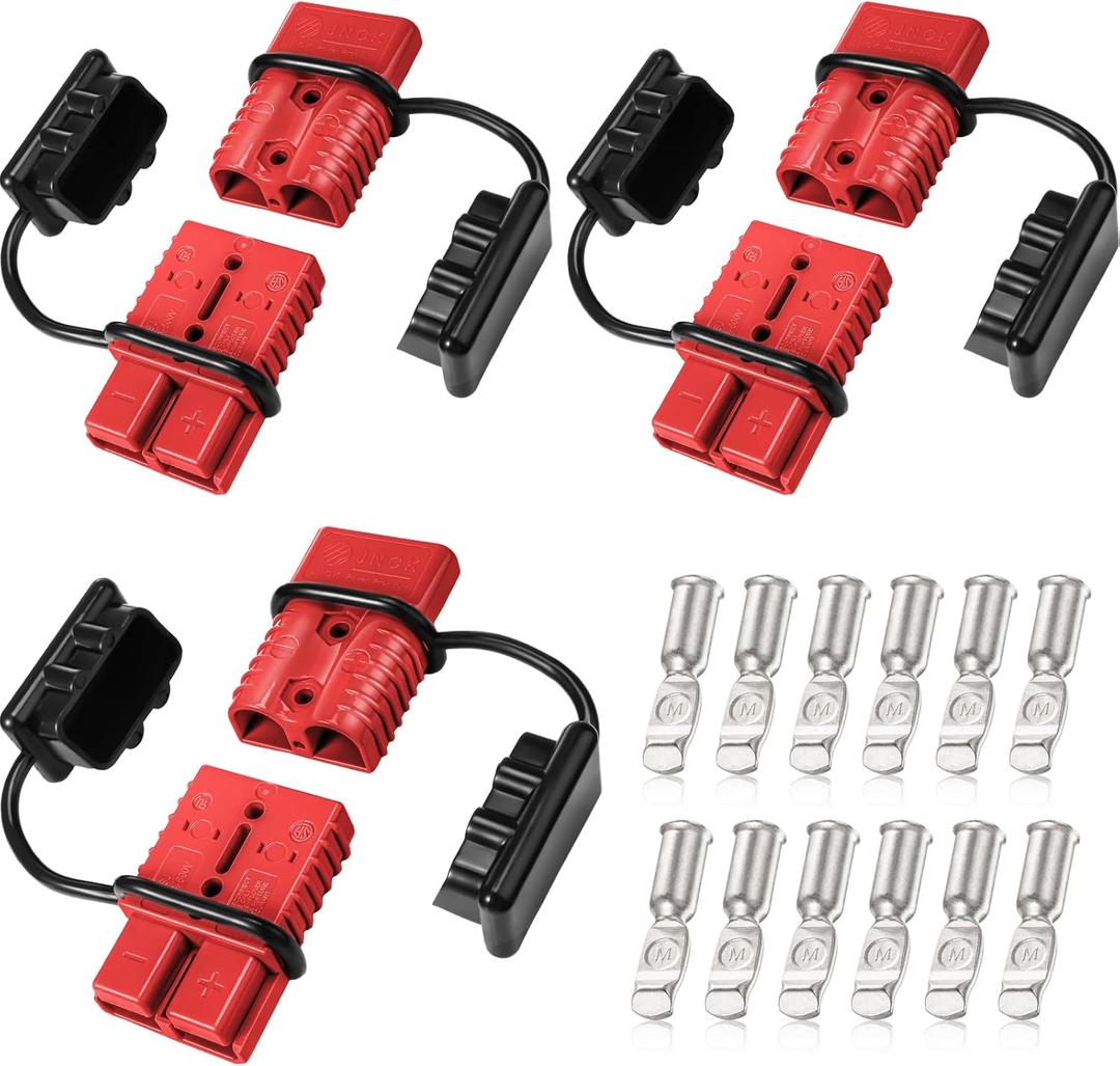 Frienda 6 Pieces 2-4 Gauge 175A Battery Quick Connector 12-36V Disconnect Wire Harness Plug Kit Battery Quick Connector Disconnect Plug for Motor Winch Trailer(175A)