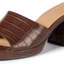 Essentials Women's Platform Mule Sandals, Brown Faux Crocodile, 7.5