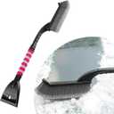 Snow Brush with Ice Scraper, 26 Inches 2-in-1 Detachable Car Windshield Snow Brush, Automotive Multifunctional Ice and Snow Removal Tool, Essential Winter Car Accessories (Gray & Red)