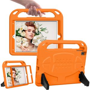 Kids Case for iPad 9th / 8th / 7th Generation 10.2-inch (2021/2020/ 2019), Shockproof iPad Air 3rd 2019 10.5  /Pro 10.5 inch Protective Cover with Handle Stand-Orange
