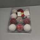 12PCS Burlap Christmas Ornaments, Rustic Jute Wrapped Balls 3.15", Snowflake Embroidered & Plaid Pattern Farmhouse Ornaments for Christmas Tree