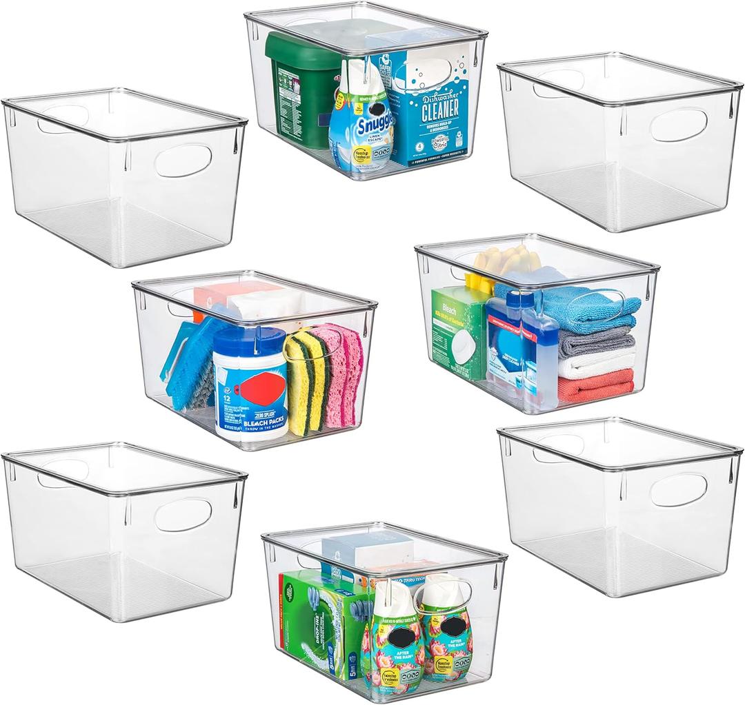 ClearSpace Plastic Storage Bins With lids, 8 Pack  Perfect Pantry Organization and Storage  Fridge Organizer, Pantry Storage Containers and Storage Bins, Cabinet Organizers