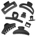 8PCS Black Hair Clips, Claw Clips set for Thick Curly Coarse Hair, Non-Slip U-Shaped Spring, Strong Hold claw clips for Women and Girls, Multi-Style Hair Accessories