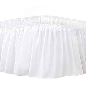 Biscaynebay Wrap Around Bed Skirts for Queen Beds 22" Long Drop, Adjustable Elastic Dust Ruffles Easy Fit Wrinkle Resistant Silky Luxurious Fabric Machine Washable