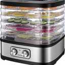 OSTBA Food Dehydrator, Dehydrator for Food and Jerky, Fruits, Herbs, Veggies, Temperature Control Electric Food Dryer Machine, 5 BPA-Free Trays Dishwasher Safe, 240W, Recipe Book Included