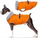 Lelepet Dog Coat Waterproof Dog Jacket Reflective Fleece Vest with Adjustable Buckle & Leash Hole Windproof Cold Weather Coats for Small Medium Large Dogs, Warm Hunting Vest, Orange, XL