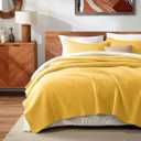 SLEEP ZONE Stripe Quilt Sets, Full/Queen Size Bedspread Bed Coverlets for All Season Lightweight Quilts with 2 Pillow Shams 90x96 inch, Mustard Yellow