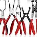 5Pcs Fuel Line Disconnect Pliers Tool Set, Hose Remover, Filter Caliper, Pipe Clamp Clip, 80 Degree Pliers for Auto Maintenance