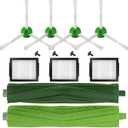 DLD 1 Set of Multi-Surface Rubber Brushes +3 HEPA Filters +6 Edge-Sweeping Brushes Replacement Parts for iRobot Roomba i7 i7+/i7 Plus E5 E6 Vacuum Cleaner Set