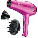 Conair Hair Dryer with Retractable Cord, 1875W Blow Dryer, 3 Heat Settings, 2 Speeds, Blow Dryer with Diffuser and Concentrator Attachments, Ionic + Tourmaline Technology, purple