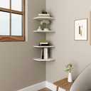 WELLAND 12-Inch Floating Corner Shelves Set of 2, Wall Mounted Storage Shelf with White Finish for Bedroom, Living Room, Bathroom, Display Shelf for Small Plant, Photo Frame, Toys and More