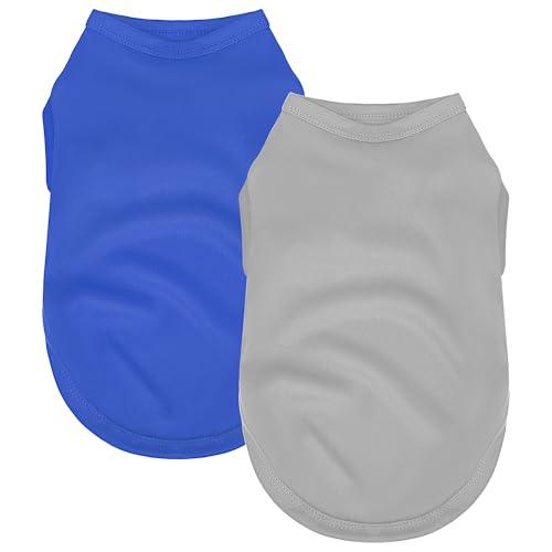2-Pack Premium Polyester Dog Shirts - Solid Colors, Fabric, Fits Small, Medium, Large Dogs, Perfect for Everyday Wear, Holidays, and Special Occasions.Grey Blue L