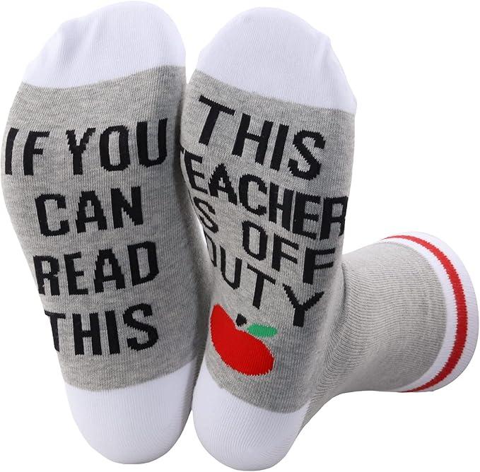 If You Can Read This This Socks For Women Teacher Off Duty Gift Socks Size 6-11W