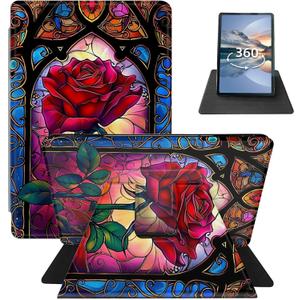 for 6" Kindle Paperwhite 10th Generation 2018 Release 360 Degree Rotating Case, PU Leather Stand Smart Flat Case with Auto Wake/Sleep for Kindle Paperwhite 2018 6 Inch PQ94WIF, Glass Rose