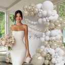 137pcs Pearl White Balloon Arch Kit Double Layer Sand White Balloons with 610Pcs Pearl Stickers, Neutral White Balloon Garland for Wedding Bridal Shower Baby Shower Birthday Engagement