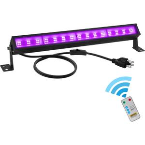 38W LED Black Light Bar Blacklight Bars with Plug and Switch Light Up 22x22ft Area for Glow Party Halloween Parties Bedroom Decorations Stage Lighting -1pack Carrying a Remote Control