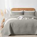 OARAGE Queen Quilt Bedding Set Soft Lightweight Grey Bedspread with Leaf Pattern,Ultrasonic Microfiber Bed Coverlet Full Size for All Season (1 Quilt, 2 Shams)