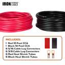 Iron Forge Cable 20 ft 6 Gauge Wire - 2 Pack 10ft Copper Clad Aluminum Primary Cable 6 AWG Heavy Duty with Wire Lug Terminal Connectors and Heat Shrink Tube