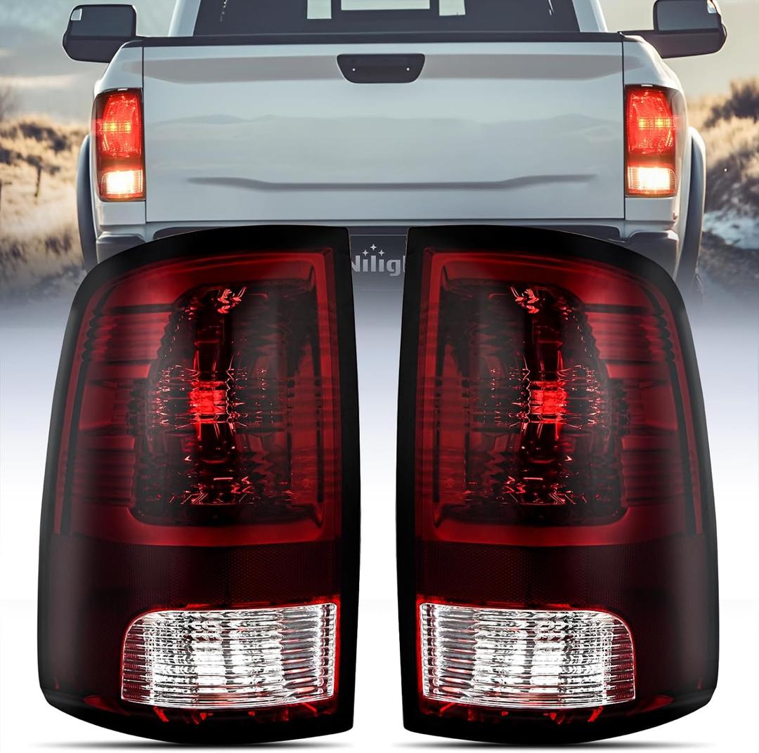 Nilight Taillight Assembly Compatible with 2009 2010 2011 2012 2013 2014 2015 2016 2017 2018 Dodge Ram 1500 2500 3500 2019 2020 2021 Classic Rear Lamp OE Style Driver Side and Passenger Side Dark Red