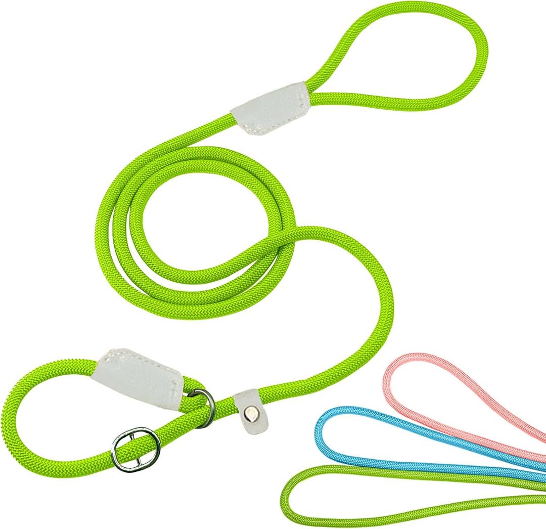 Nordkawa Durable Slip Lead - 5 FT Slip Leads for Dogs, Slip Lead Dog Leash Adjustable Dog Training Leash, Strong Nylon Rope Slip Leash for Large Medium Small Dogs (Green)