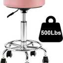 500lb heavy-duty Rolling Stool with Wheels,9.5cm thick Comfort cushion | Height Adjustable | PU leather|silent casters |Foot pedal ring|swivel stools for drafting chair,Salon,clinic, office, home