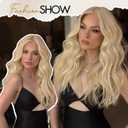 Quantum Love Curly Blonde Wavy Wig for White Women Pre Cut Simulated Lace Curly Wigs 18 Inch Glueless Heat-resistant Synthetic Fiber Wig for Cosplay Daily Party