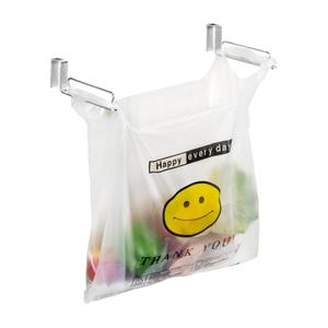 YQh Stainless Steel Cabinet Door Trash Bag Holder for Kitchen Cabinet Door and Drawer, Cabinet Door Hook Adjustable Spacing, Suitable for Plastic Bags with Handles Food Bags