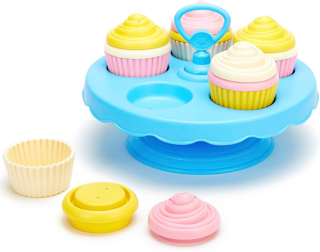 Green Toys Cupcake Set - 16 Piece Pretend Play, Motor Skills, Language & Communication Kids Role Play Toy. No BPA, phthalates, PVC. Dishwasher Safe, Recycled Plastic, Made in USA.