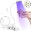 LIORA UV LED Nail Lamp with Clamp, Desk 6W Flexible Gooseneck Flash Cure Lamp Nail Dryer, Portable USB Gel Nail Light for Home DIY and Salon Manicure. (White)