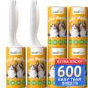 Extra Sticky Lint Roller for Pet Hair, 600 Sheets with 2 Reinforced Handles, Heavy Duty Lint Roller for Clothes, Couch, Furniture & Car